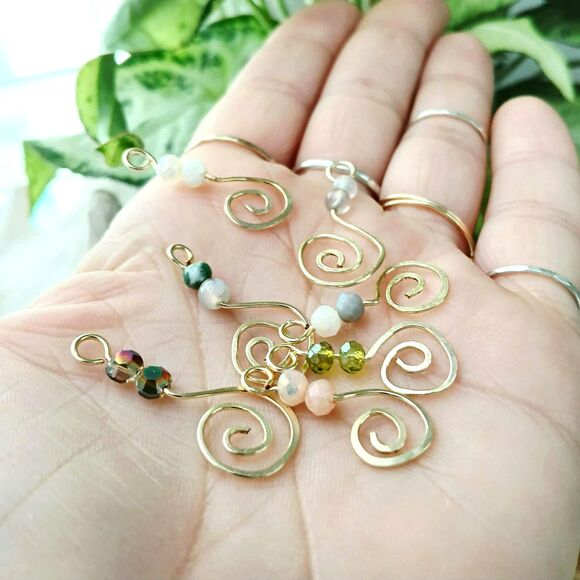 14 Piece Beaded Hammered Charm Dangles, Jewelry Making Supplies - Picture 5 of 6